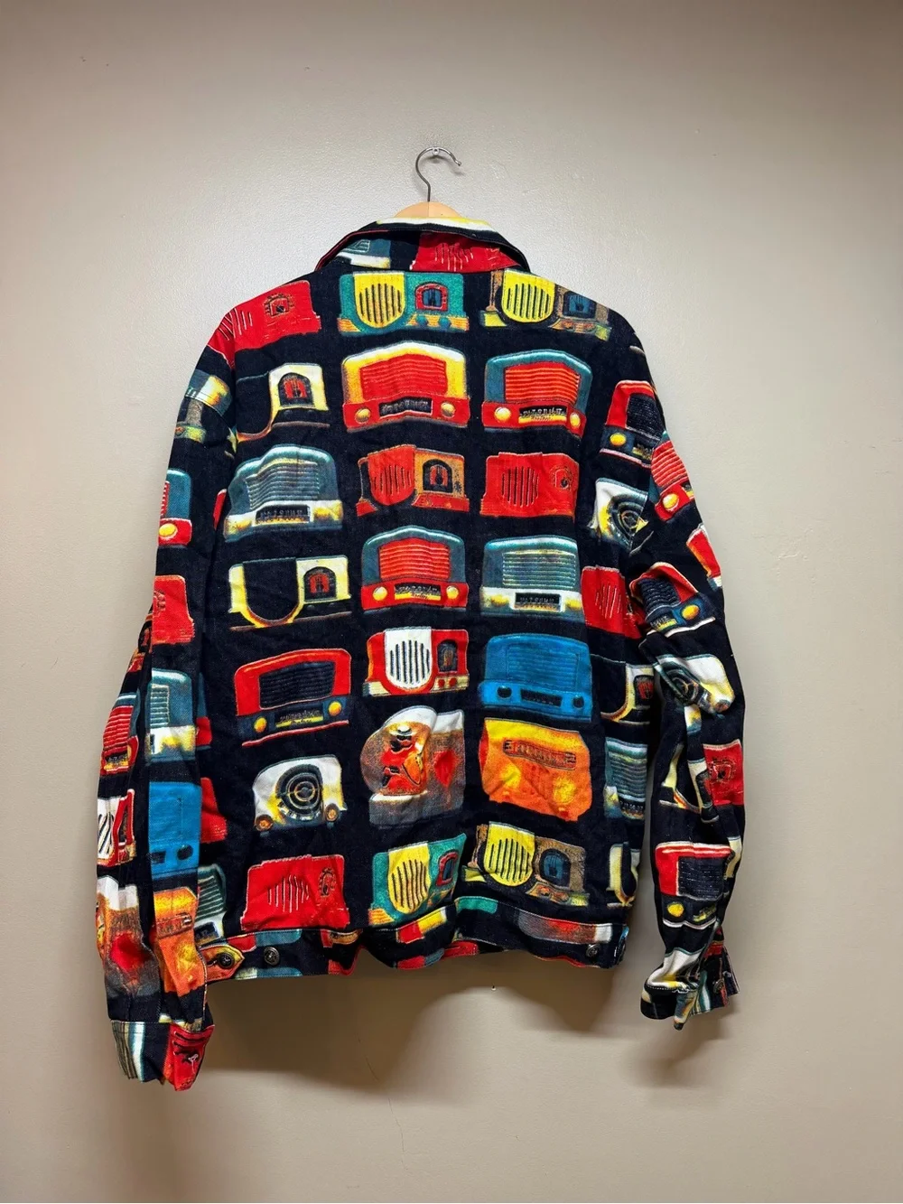 Guy O'Sport Vintage Shirt Jacket All Over Print Size XL Hip Hop Shacket Radio